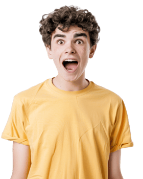 Surprised Young Man in Yellow T-shirt Isolated on Transparent Background png