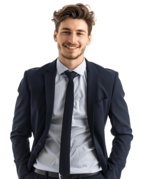 Businessman in a navy suit isolated on transparent background png