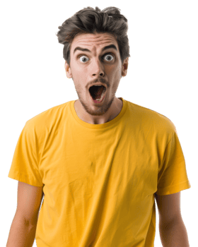 Excited Young Man in yellow Shirt Isolated on Transparent Background png