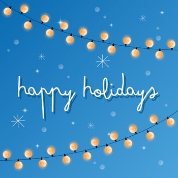 Happy Holidays. background with an inscription and a wish. Festive design. Garlands, glare, flickering. vector