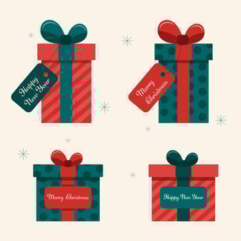 Christmas gifts in boxes. New Year's design with a wish. holiday illustration. vector