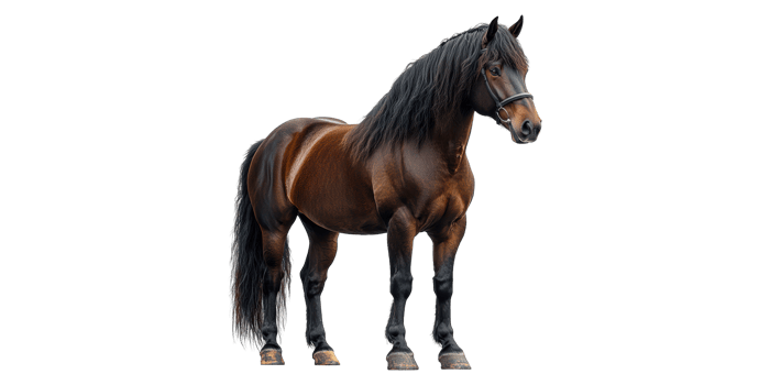 Standing brown horse isolated on transparent background. png