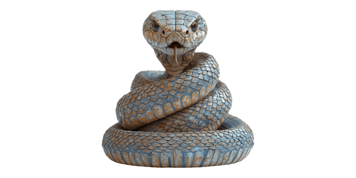 Snake Coiled With Tongue Out Isolated On Transparent Background. Realistic Reptile Design png