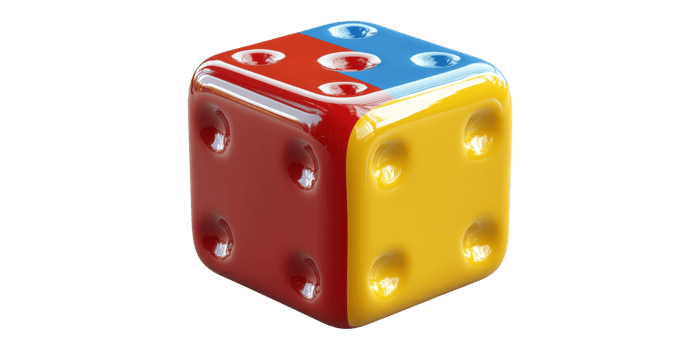 Colorful Dice Block Isolated on Transparent Background. Fun Games for Kids png