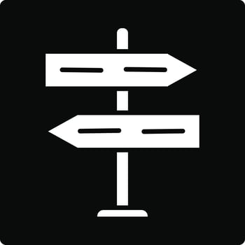 A black and white sign pointing in two different directions vector