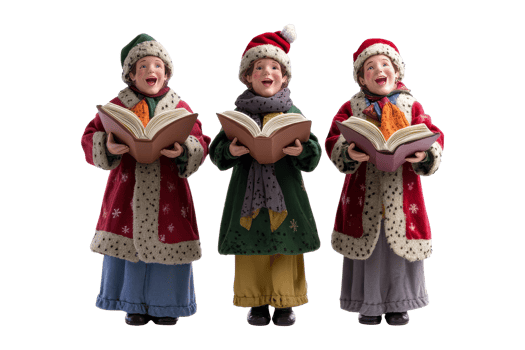 Joyful christmas caroling children holiday celebration figurative art festive atmosphere close-up view tradition png