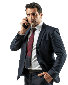 Businessman talking on the phone isolated on a transparent background png