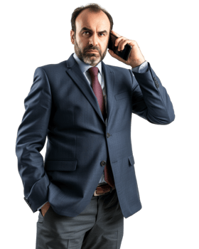 Confident businessman talking on the phone isolated on a transparent background png