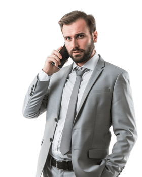 Confident businessman talking on the phone isolated on a transparent background png