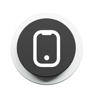 A black and white button with a white phone on it png