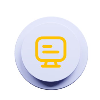 A yellow computer icon on a flat shape flat png