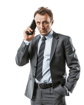 Professional man talking on the phone isolated on a transparent background png