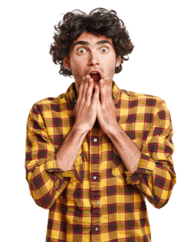 Surprised Young Man in Plaid Shirt Isolated on Transparent Background png
