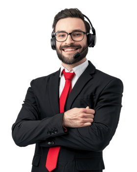 smiling customer support executive in suit isolated on a transparent background png