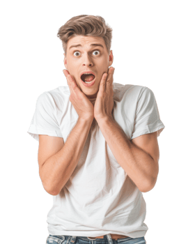 Surprised Young Man in Light Shirt Isolated on Transparent Background png