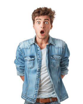 Shocked Man in Jacket Isolated on Transparent Background png