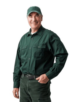 Man in Green Worker Uniform Isolated on Transparent Background png