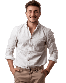 Confident Man in White Shirt with Hands in Pockets Isolated on Transparent Background png