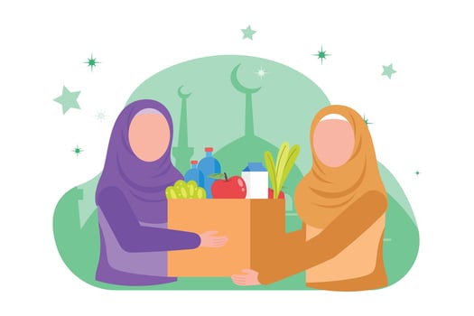 Charity and donation concept. Colored flat illustration isolated. vector