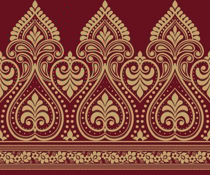 Damask pattern background Geometric ethnic oriental ikat seamless pattern traditional Design for background, carpet, wallpaper, clothing, wrapping, Batik, fabric, illustration embroidery. vector