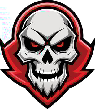 A skull with red eyes and a red head vector