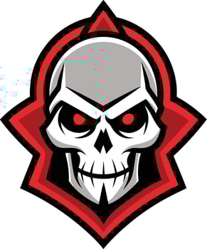 A skull with red eyes and a red star on it vector