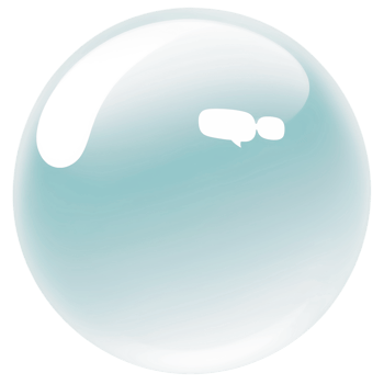 a transparent bubble with a speech bubble on it. A soap bubble floating above a pool of water, with sunlight reflecting off its surface and creating a rainbow. png