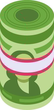 Stylized roll of banknotes symbolizes wealth accumulation, smart financial planning, and the achievement of monetary goals vector