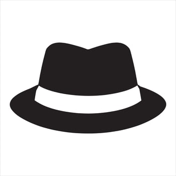 Hat with band silhouette white background vector
