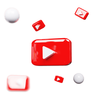 Futuristic 3D YouTube Play Button in Red and White png