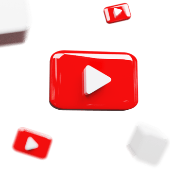 Elegant 3D YouTube Play Button in Metallic Style png