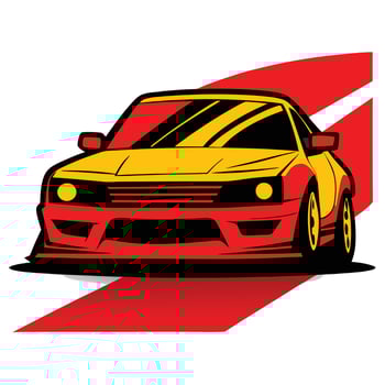 A red and yellow sports car on a white background vector