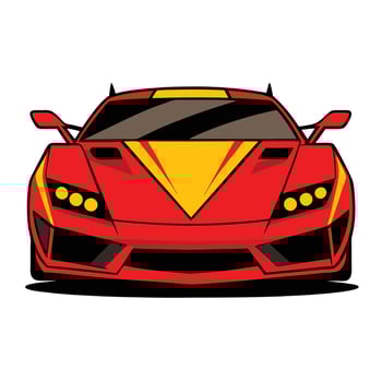 A cartoon car with a red and yellow stripe vector