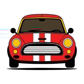 A red car with stripes on the hood vector