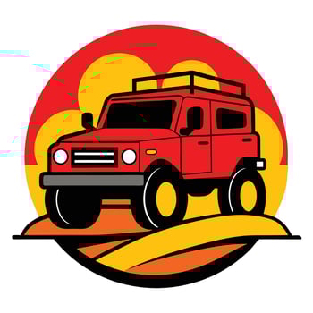 An off road vehicle with a roof rack on top vector