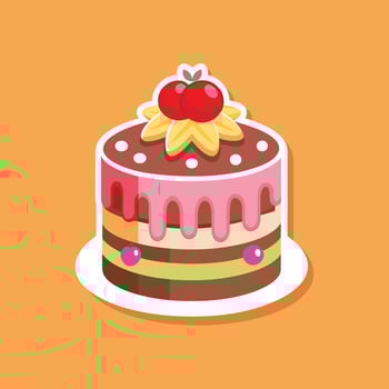 Chocolate Layer Cake with Colorful Decorations vector