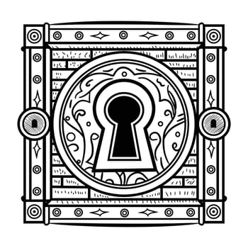 A black and white drawing of a keyhole vector