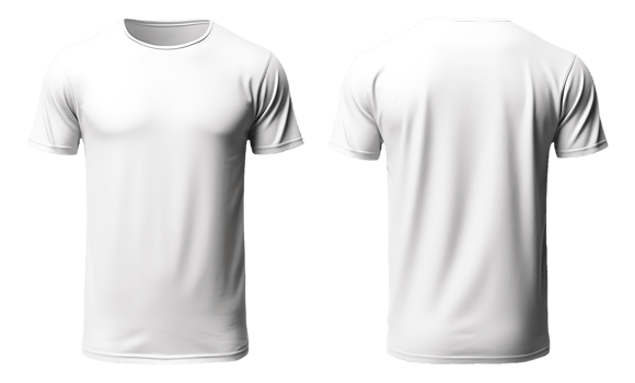 plain white t-shirt template with front and back view, made with AI png