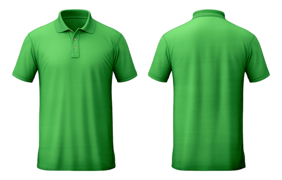 plain green polo shirt template with front and back view png