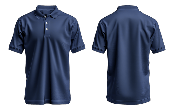 plain navy blue polo shirt template with front and back view png