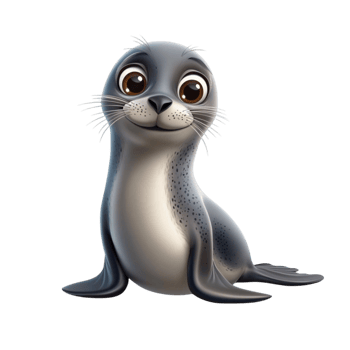 Cute Seal with Rubber Ball png