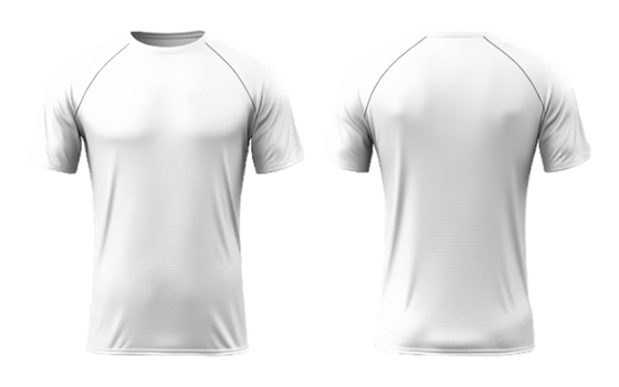 Plain White sports t-shirt with front and back view png