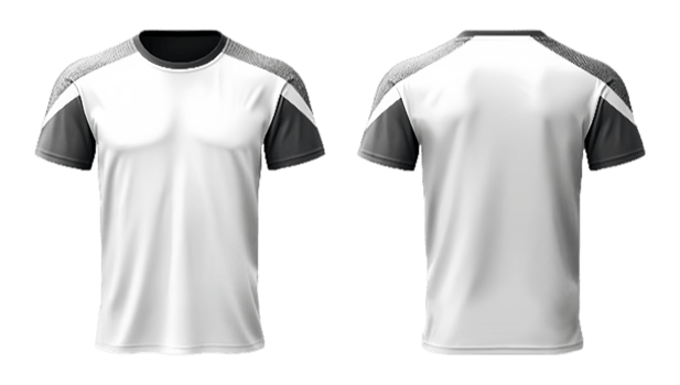 Black And White Sports T-shirt with front and back view png