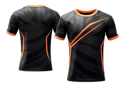 Black Jersey With plain orange abstract with front and back view png