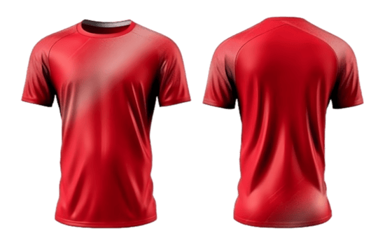 Plain red jersey with front and back view png