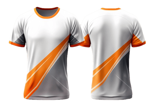 White, orange, grey jersey with front and back view png