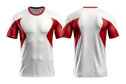 Plain White and Red Jersey with front and back view png