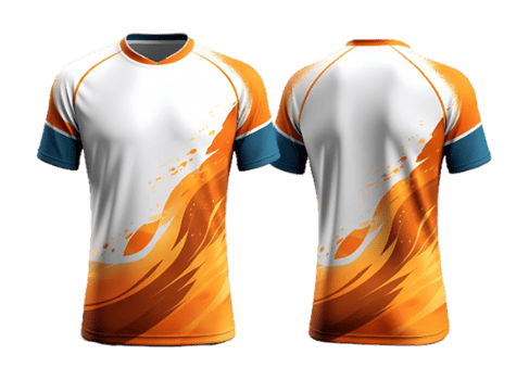 Orange abstract white jersey with front and back view png