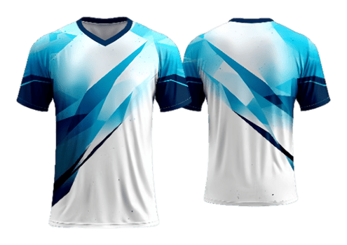 Blue abstract white jersey with front and back view png