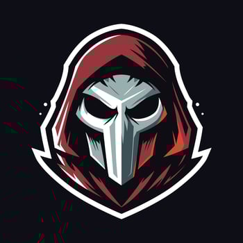 a red hooded face with a red mask on it vector
